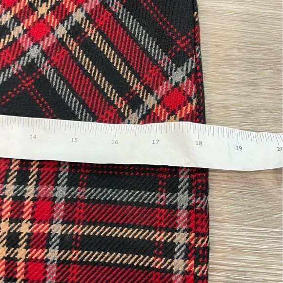 Korean Brand Wool Red an Black Plaid Slim Fit Pencil Skirt Two Patch Pockets M - Picture 6 of 9